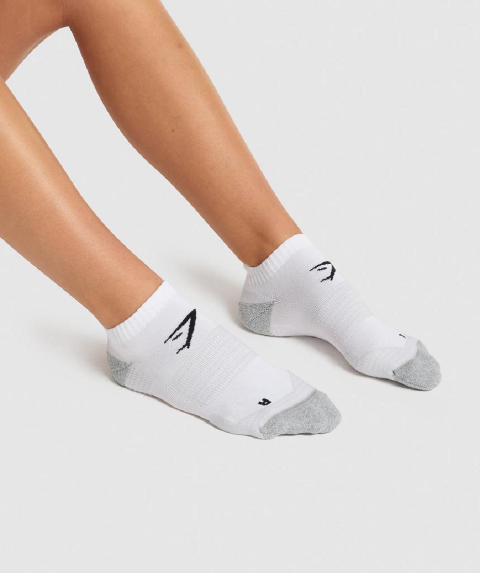 Skarpety Damskie Gymshark Ankle Performance Białe | PL 2140HAP